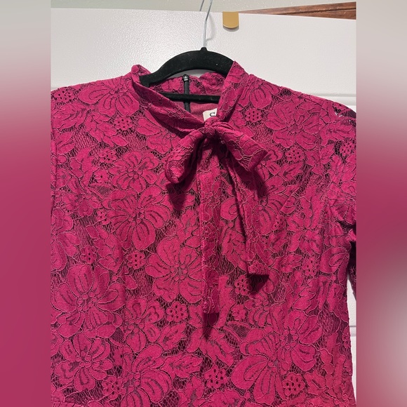 MAROON Long sleeve She’s LACE DRESS Tie Front Zip up Size Small 2 4 BURGANDY - Picture 8 of 14